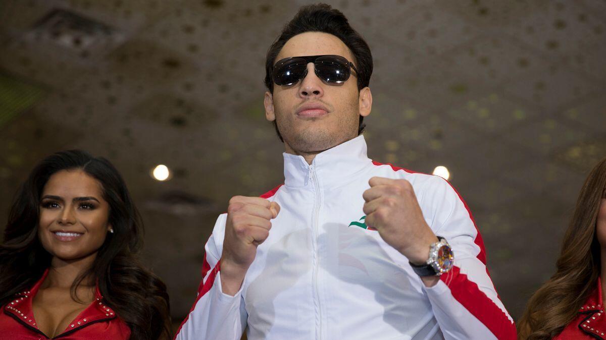 Boxer Julio Cesar Chavez Jr. poses as he arrives at the MGM Grand hotel-casino on May 2. Chavez is scheduled to fight Canelo Alvarez on May 6 at T-Mobile Arena in Las Vegas.