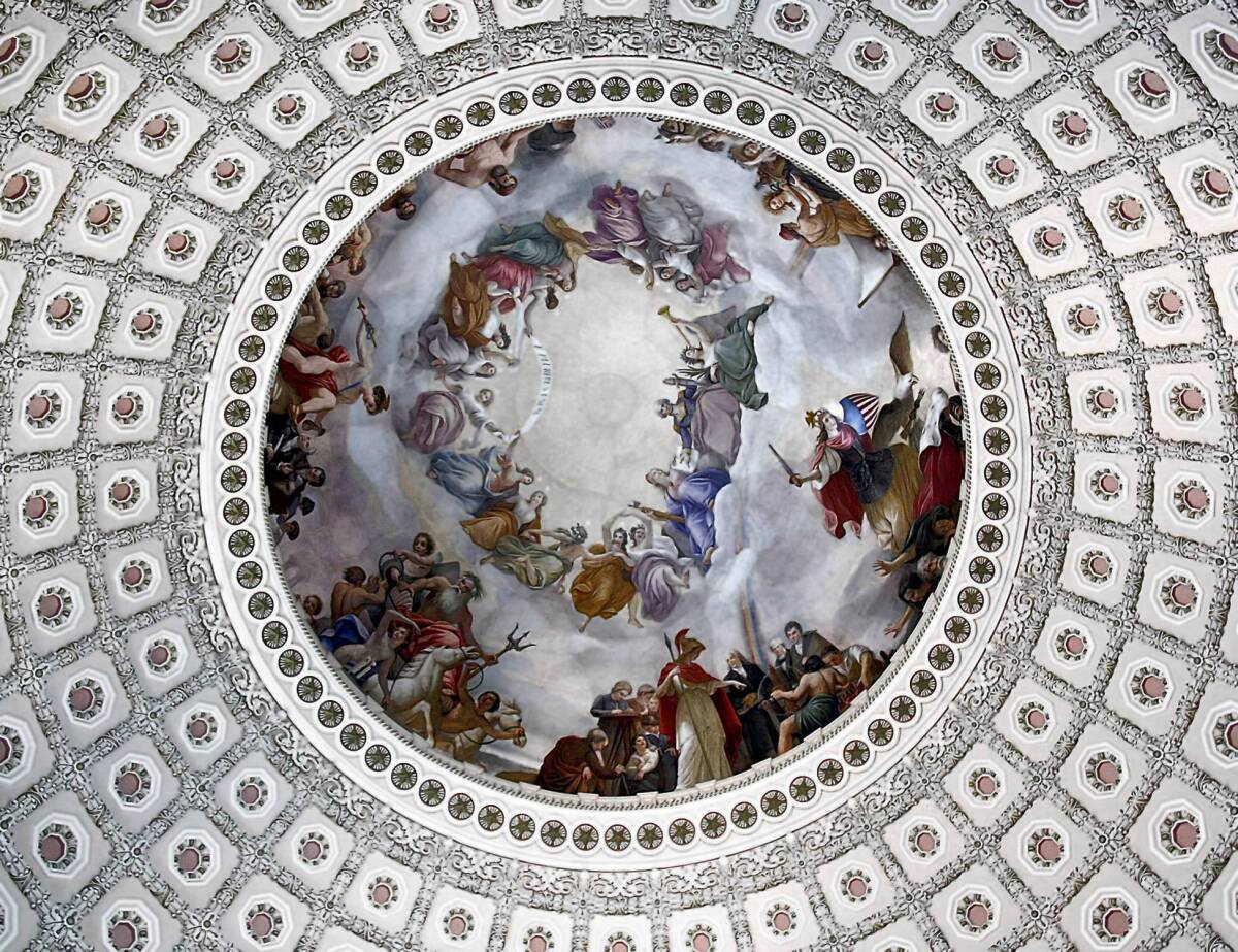 Constantino Brumidi's "The Apotheosis of George Washington" adorns the Capitol Rotunda.