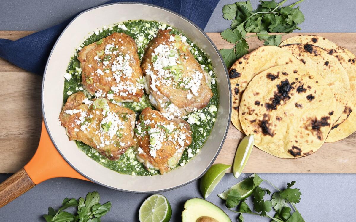 Chicken Thighs Braised in Spring Onion Salsa Verde