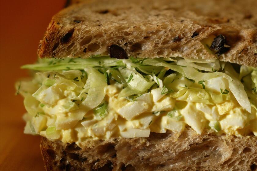 A perfect make-ahead sandwich. Recipe: Egg salad sandwich with dill