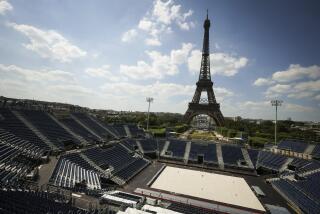 View of the Beach Volleyball court at the Eiffel Tower stadium, Tuesday, June 25, 2024.