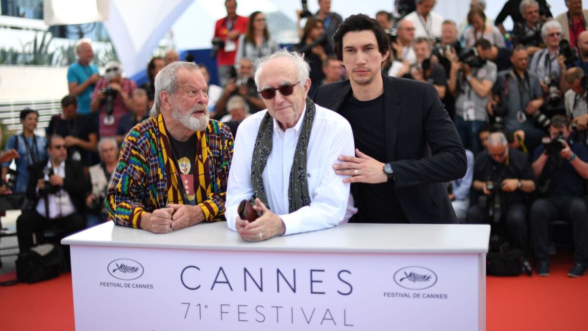 Director Terry Gilliam and actors Jonathan Pryce and Adam Driver arrive for the Cannes Film Festival premiere of "The Man Who Killed Don Quixote."