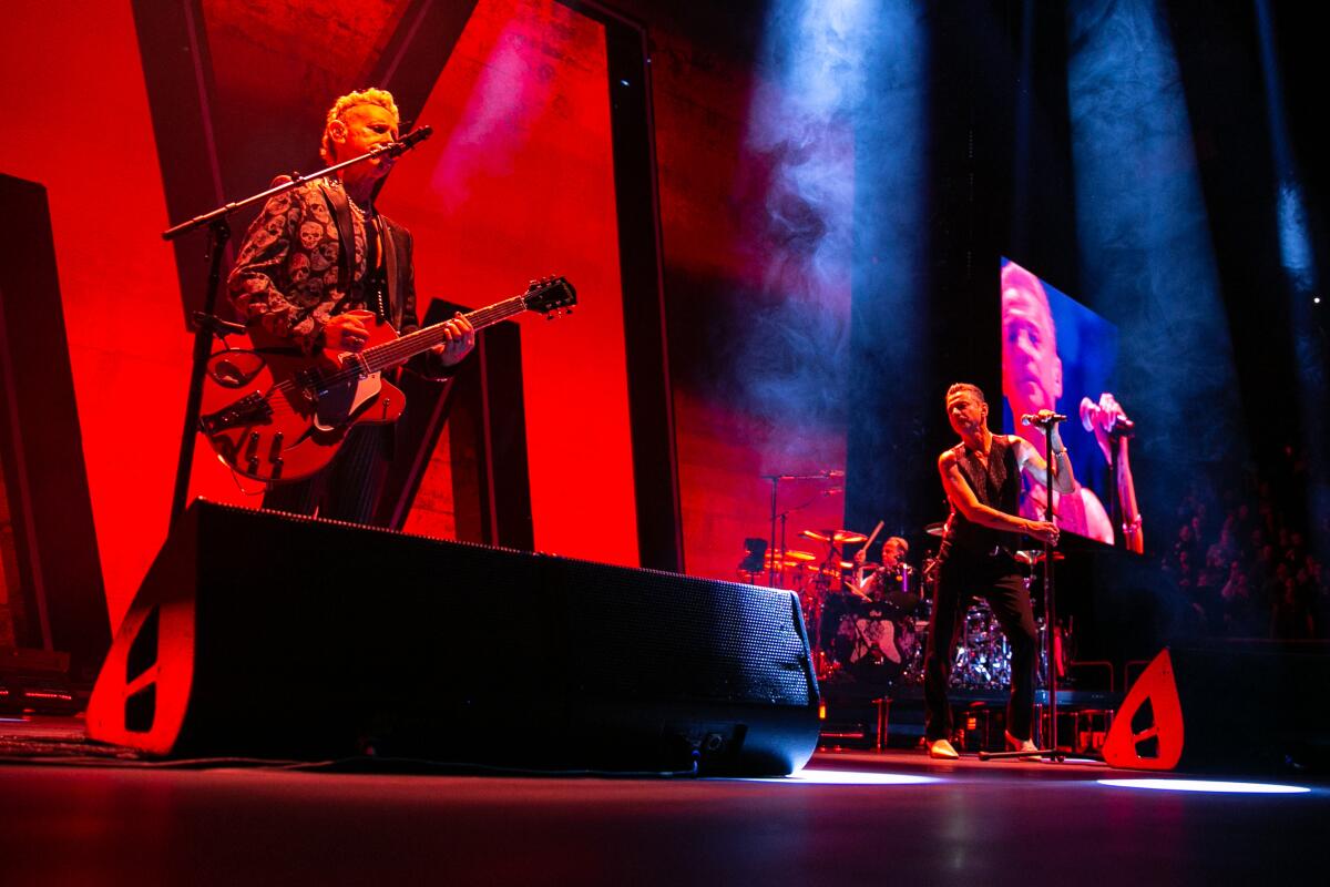 Martin Gore, left, and Dave Gahan perform.