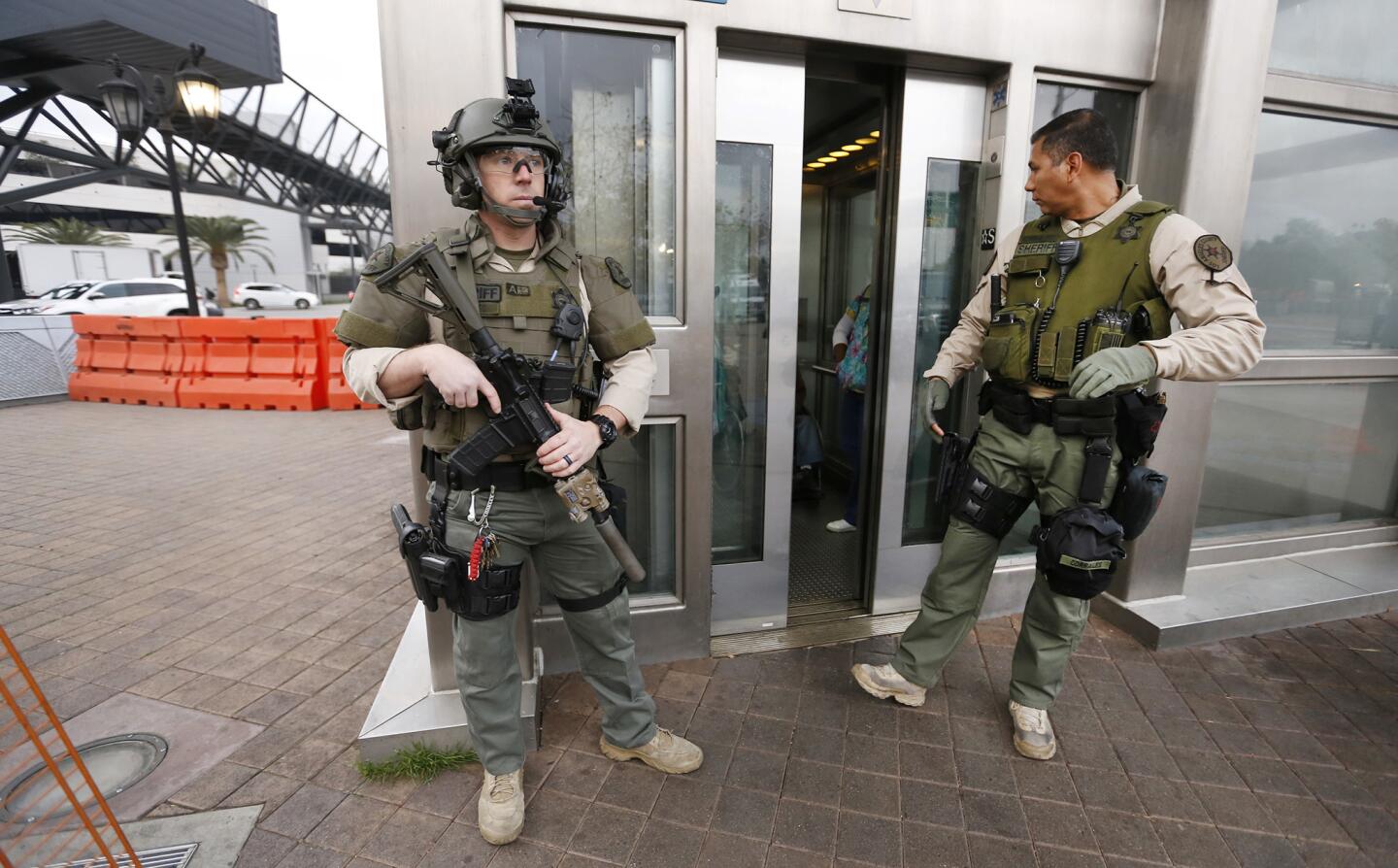 The Los Angeles County Sheriff's Department had extra security at the entrance to the Metro Red Line's Universal City station Tuesday after a report of a planned terrorist attack.