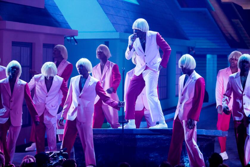 LOS ANGELES, CA - January 26, 2020: Tyler, The Creator performs at the 62nd GRAMMY Awards at STAPLES Center in Los Angeles, CA. (Robert Gauthier / Los Angeles Times)