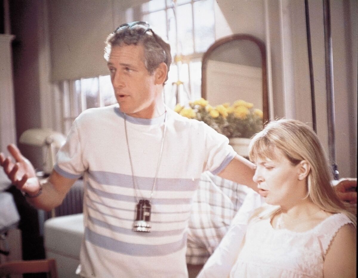 Paul Newman and Joanne Woodward on the set of "Rachel, Rachel" in 1968.
