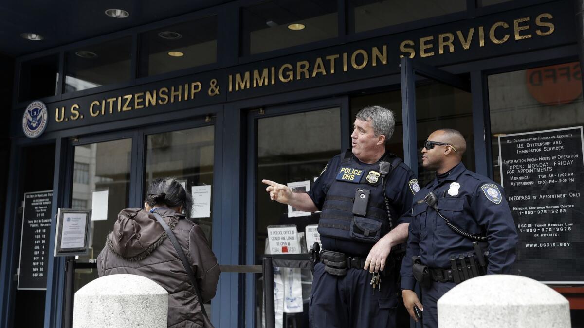 The entrance to the Immigration and Customs Enforcement office in San Francisco, Calif. on Feb. 28.