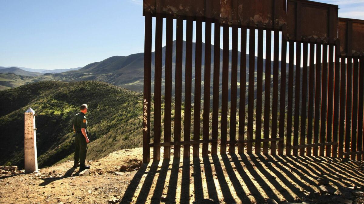 The border fence at the base of Otay Mountain in San Diego County.