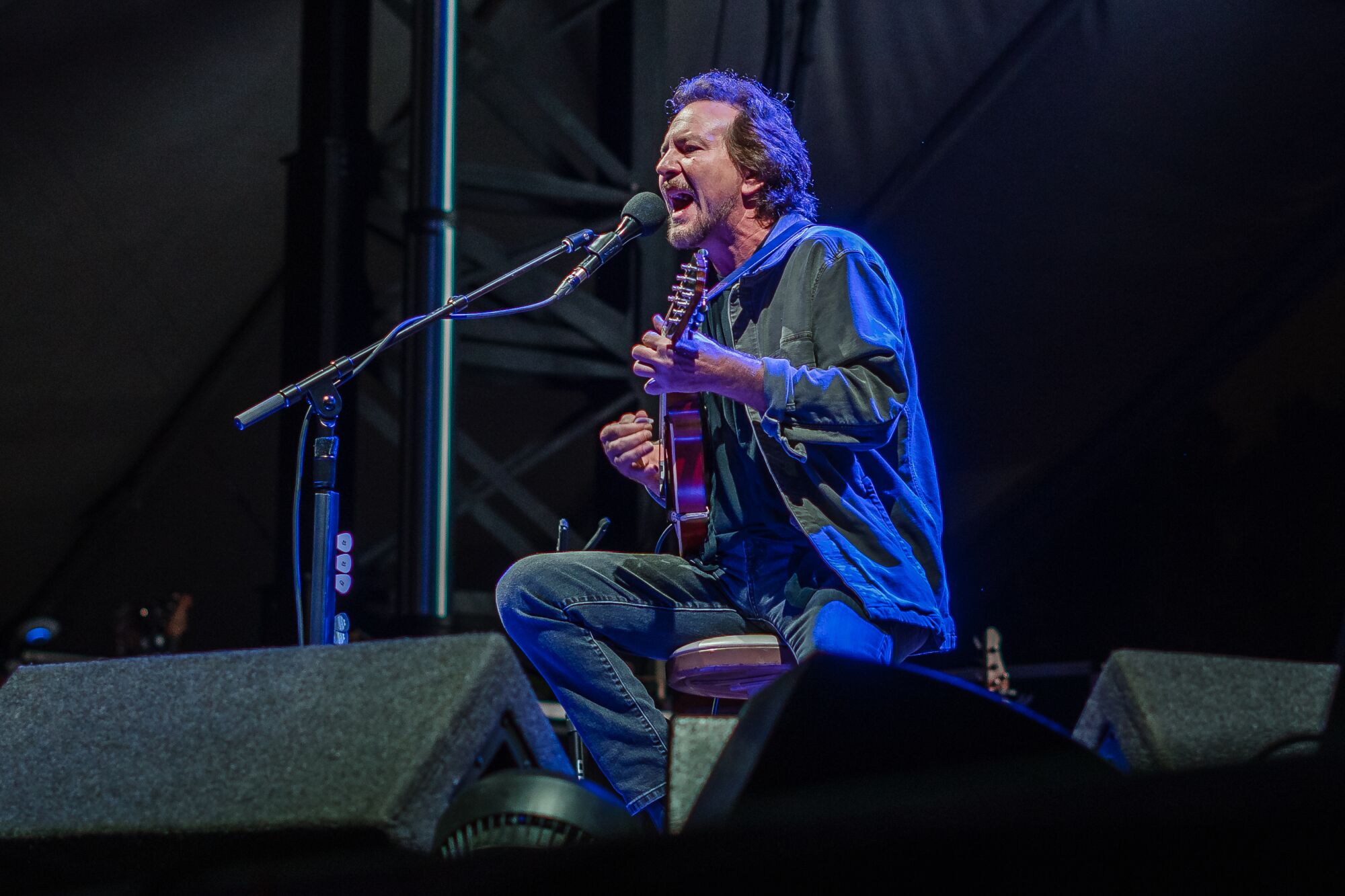 Singer, songwriter Eddie Vedder performs on stage at the Ohana Festival on September 25, 2021 in Dana Point, California.