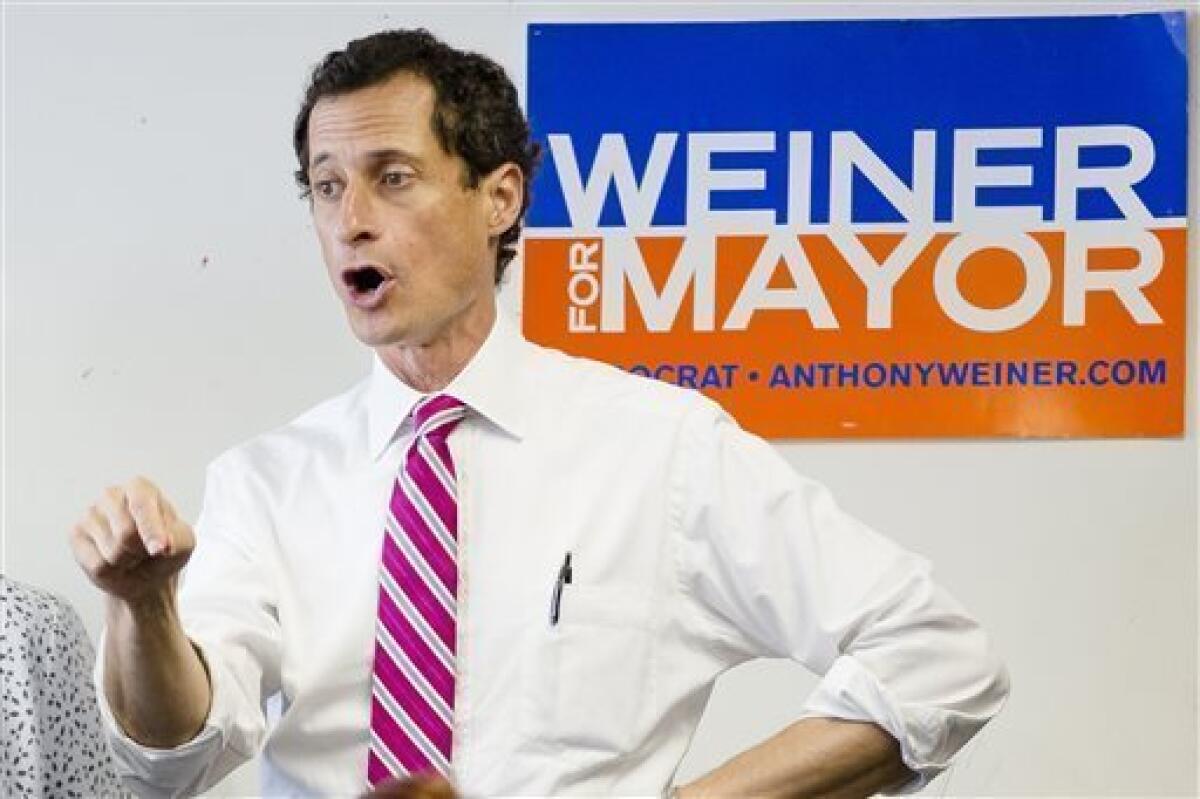 New York City mayoral candidate Anthony Weiner has been slipping against his Democratic rivals in opinion polling since the latest revelations about his online sexting.