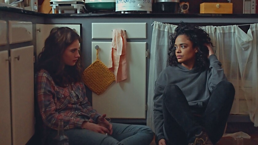 Lilly James (left) and Tessa Thompson in "Little Woods."