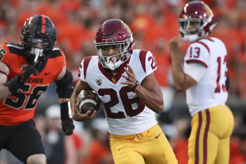 Southern California running back Travis Dye rushes during the first half.