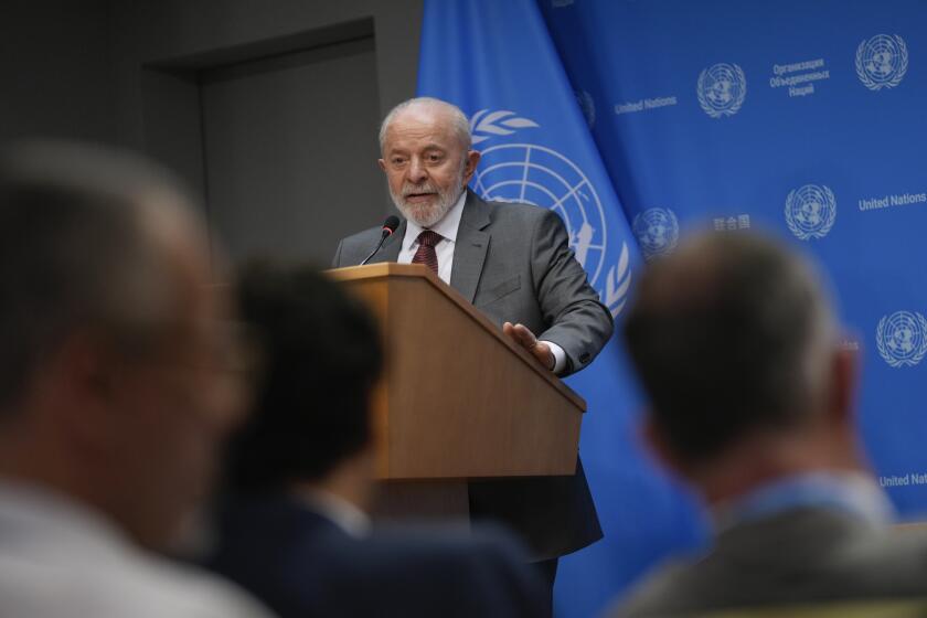 Brazil President Luiz Inacio Lula da Silva speaks during a news conference, Wednesday, Sept. 25, 2024 at U.N. headquarters. (AP Photo/Frank Franklin II)