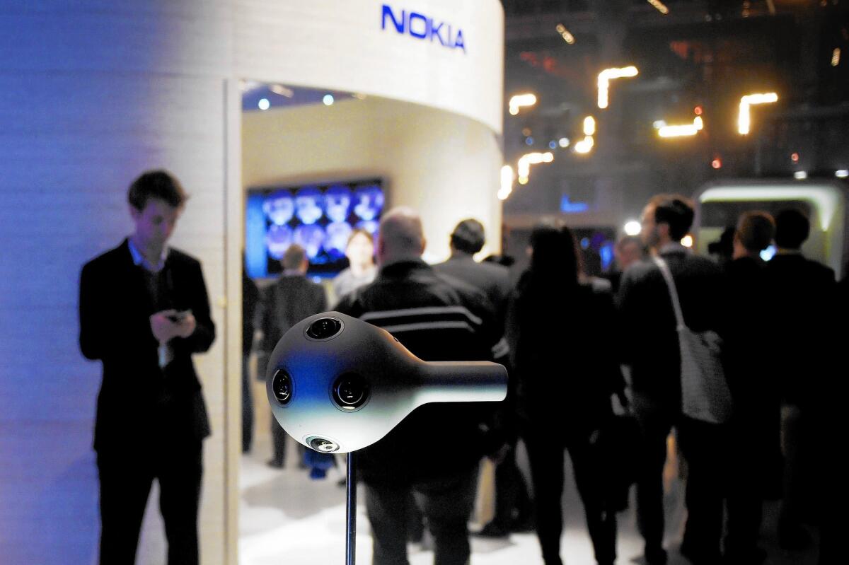 Nokia's virtual reality camera Ozo is displayed during the Slush 2015 startup-and-tech event in Helsinki, Finland on Nov. 11.
