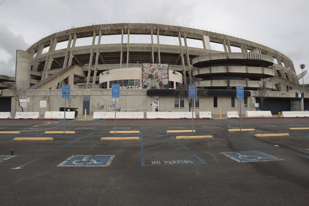 The Qualcomm Stadium site was considered for new stadium plans, but they never came to fruition.