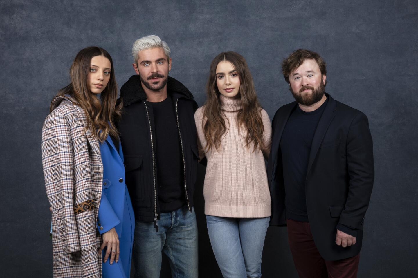 Actors Angela Sarafyan, Zac Efron, Lily Collins and Haley Joel Osment from the film "Extremely Wicked, Shockingly Evil and Vile."