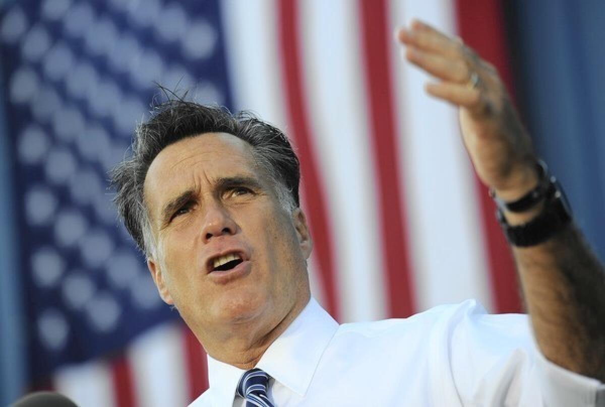 Mitt Romney campaigns in Worthington, Ohio.