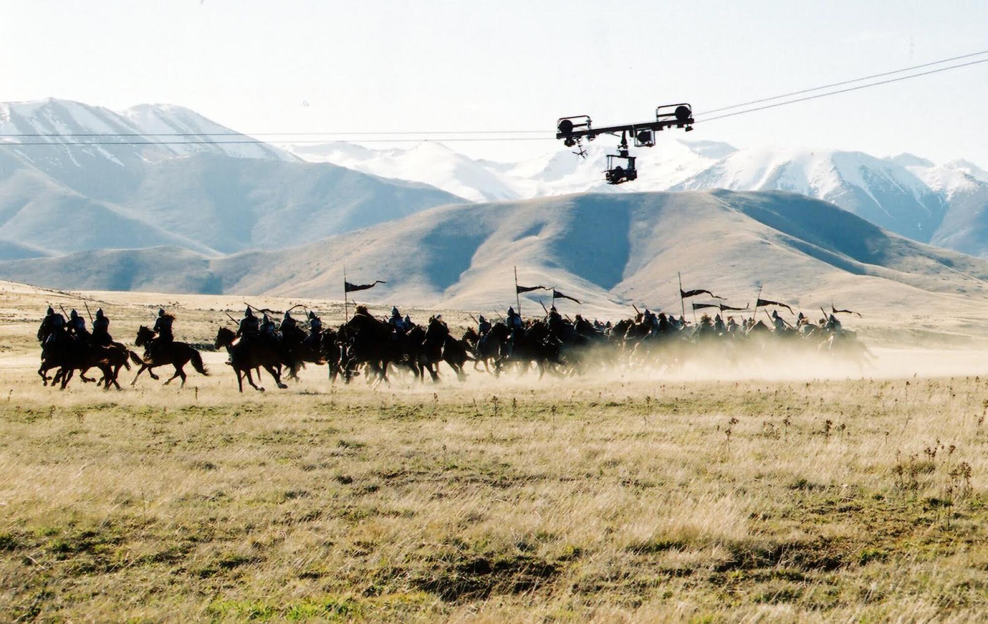Horseback riders are filmed from above in "The Lord of the Rings."