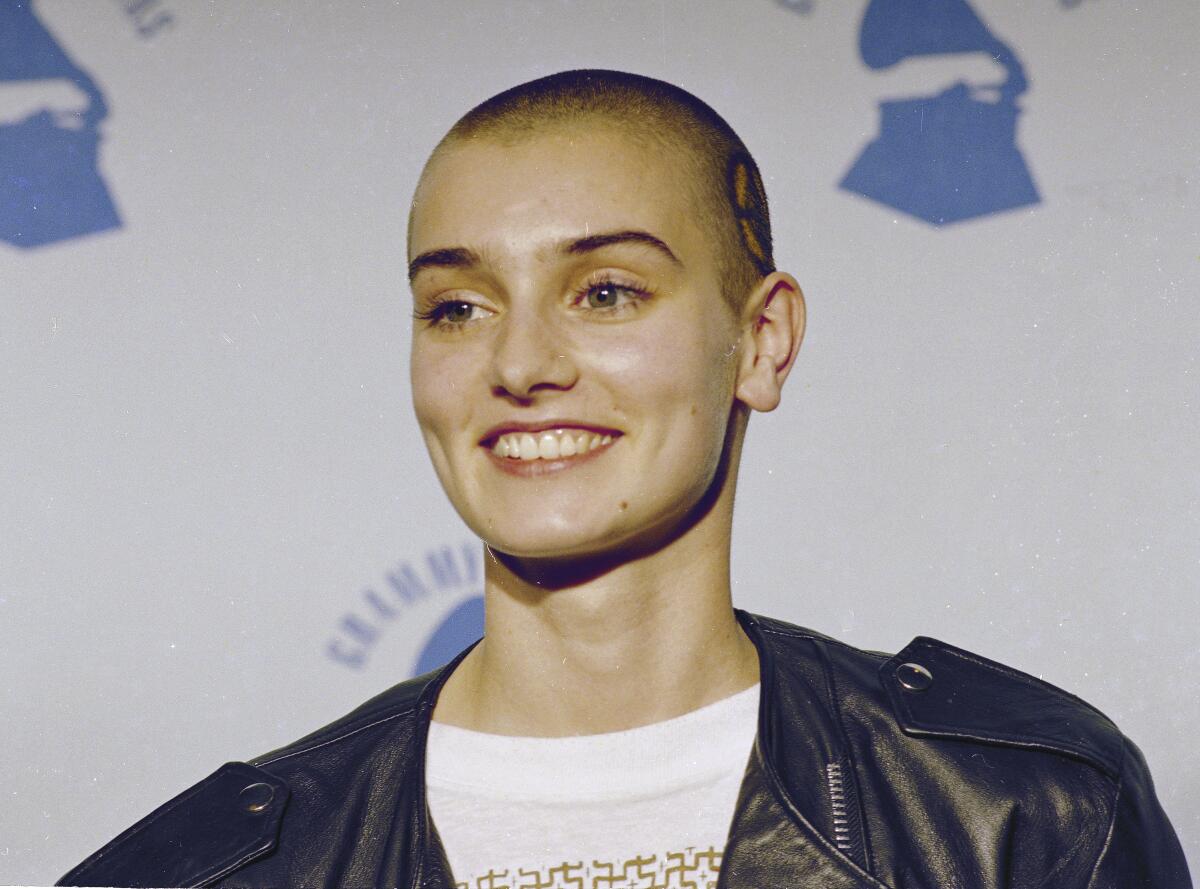 Sinead O'Connor has died at 56. She is shown at the 31st Annual Grammy Awards L.A. Feb. 22, 1989. 