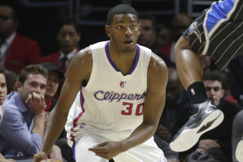 Clippers guard C.J. Wilcox plays during a win over the Orlando Magic in 2014.