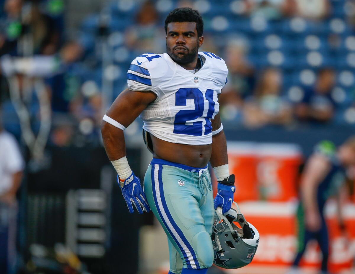 Ezekiel Elliott and the Dallas Cowboys have a bye this week, but last season's NFL leading rusher could begin a six-game suspension after that.
