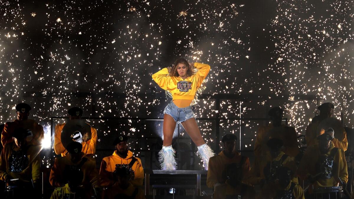 Beyonce performs at the Coachella Music and Arts Festival in Indio on Saturday, April 14, 2018
