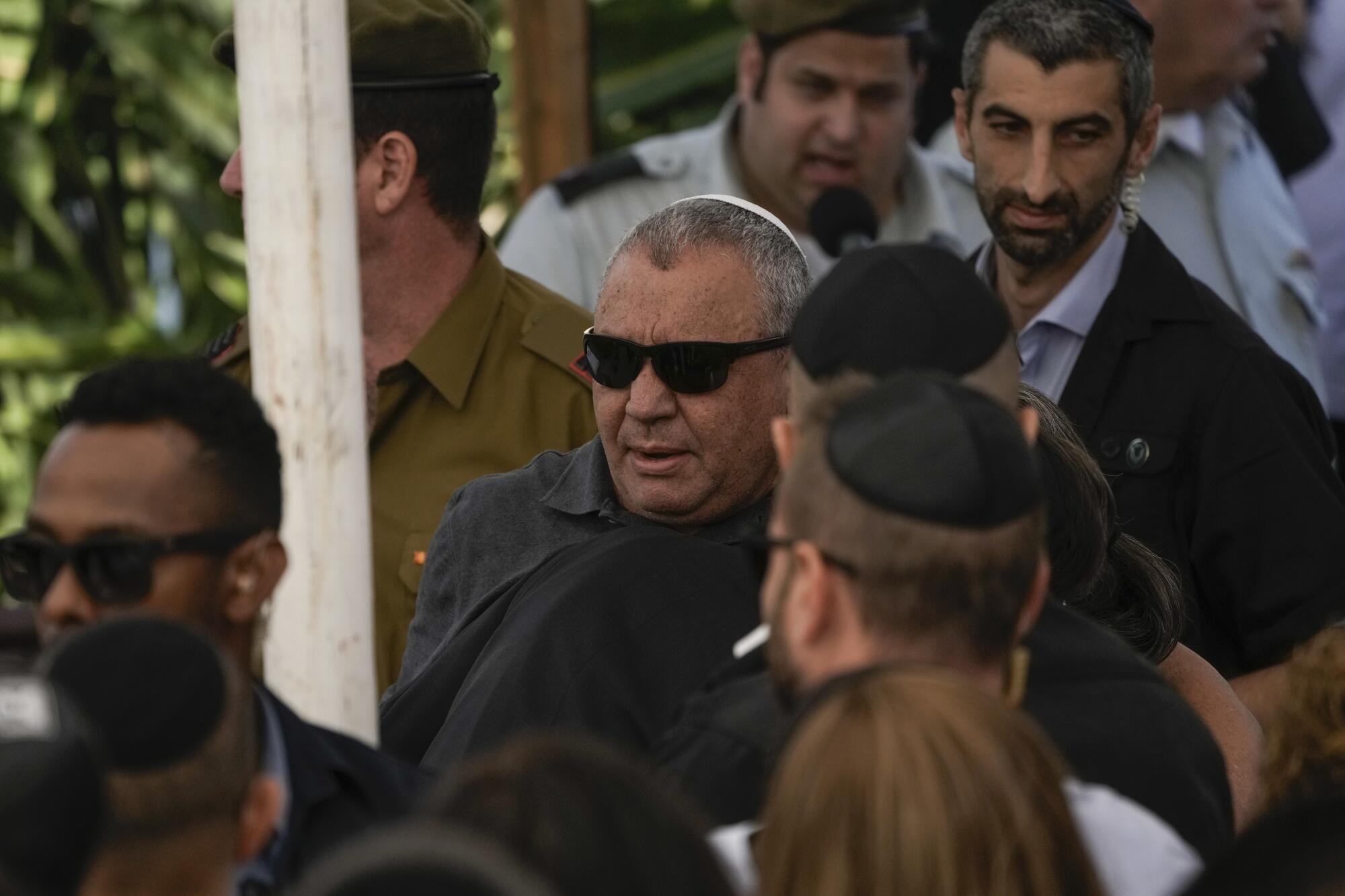 Israel's former army chief Gadi Eizenkot arriving at funeral of his son