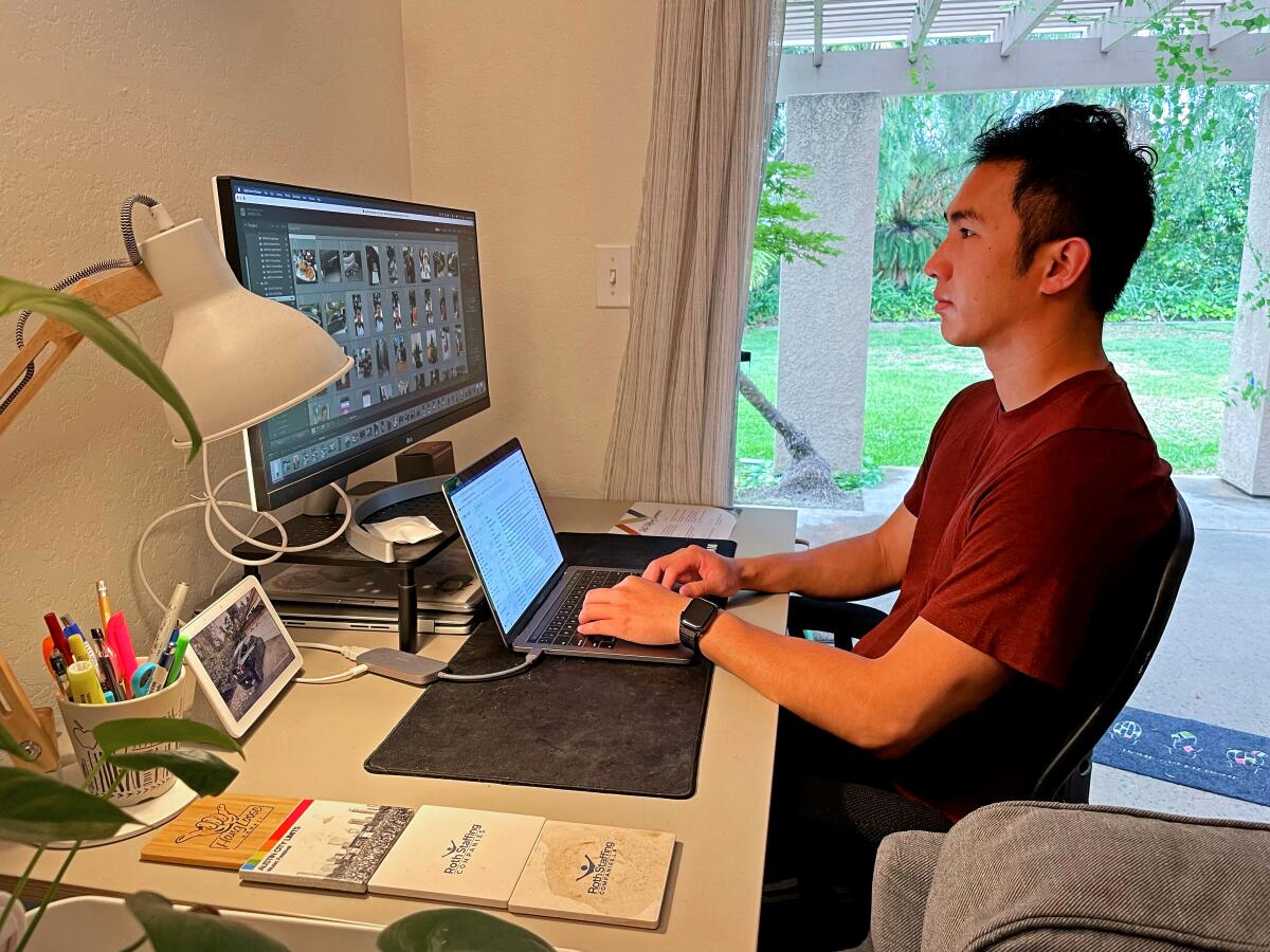 Jonathan Tan, a network engineer, working from home