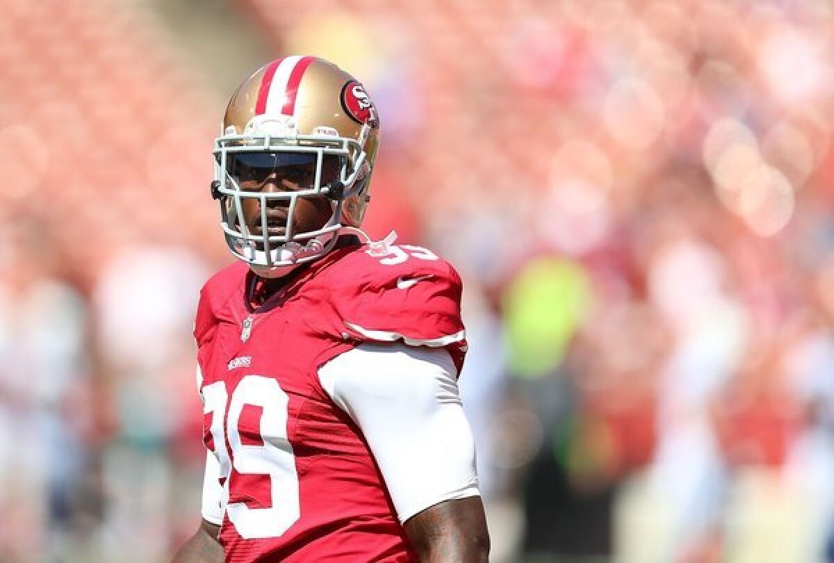 San Francisco 49ers' Aldon Smith before Sept. 22 game against the Indianapolis Colts. He has not played since.