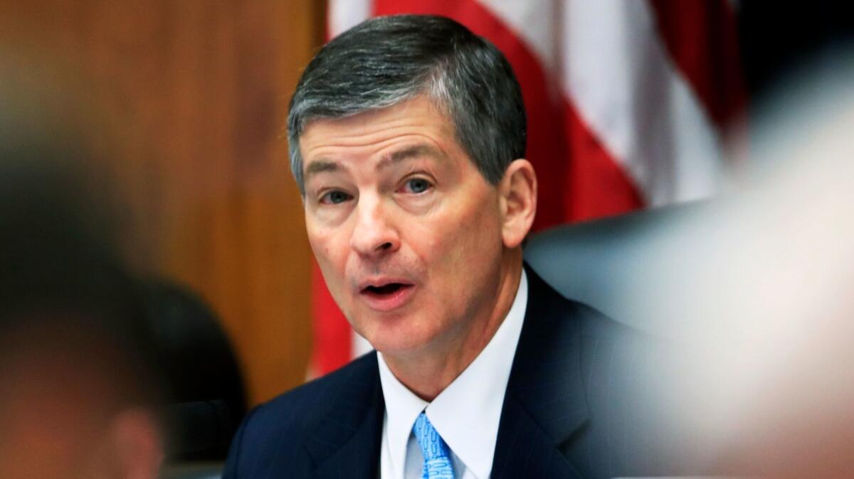 Rep. Jeb Hensarling (R-Texas), chairman of the House Financial Services Committee, speaks during a Capitol Hill hearing on May 2.