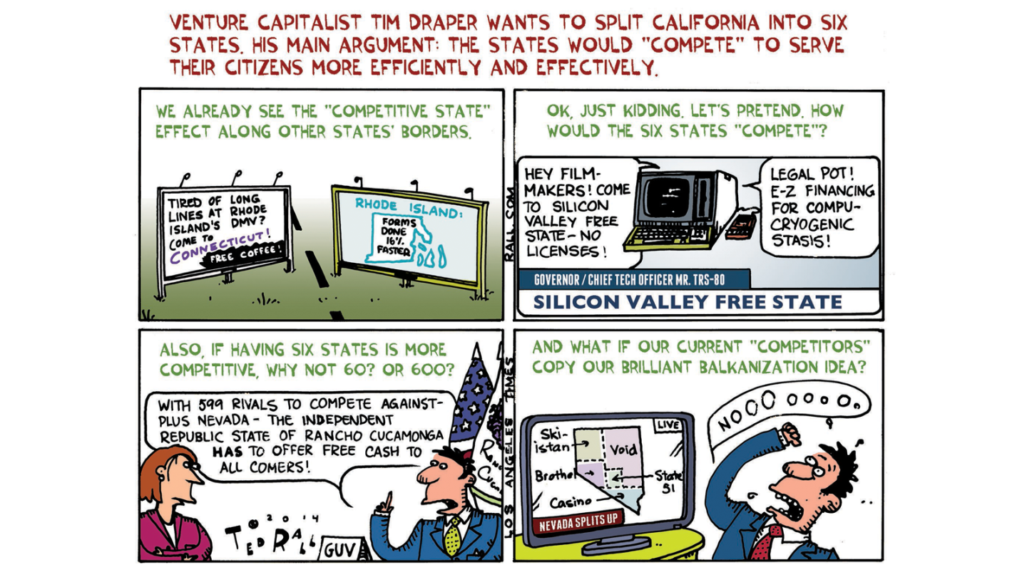 On splitting California into six competitive states ...