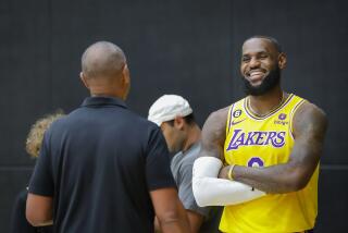 EL SEGUNDO, CA - SEPTEMBER 26, 2022: LeBron James is interviewed during Lakers Media Day.