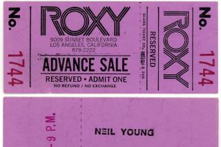 Neil Young Roxy Ticket