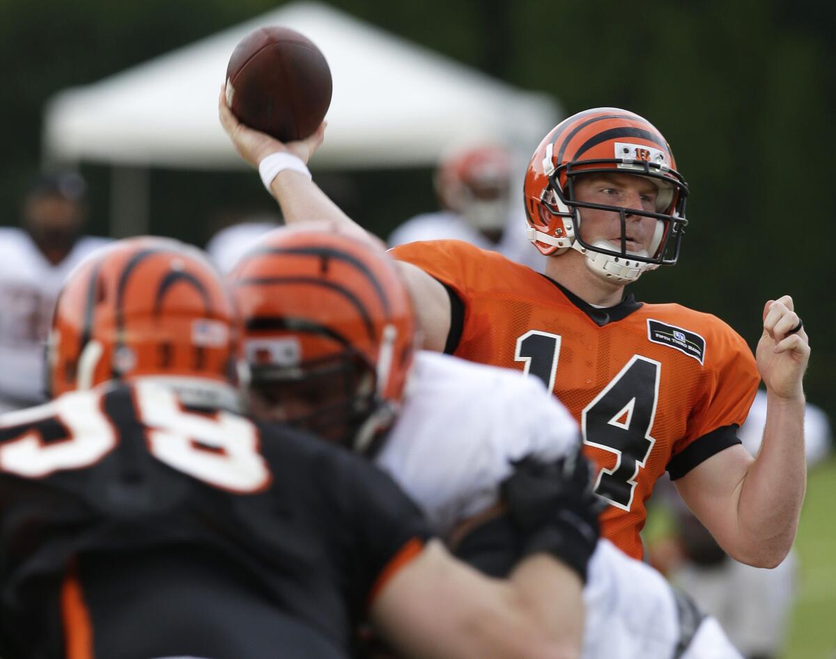 Bengals quarterback Andy Dalton takes part in practice Friday in Cincinnati.