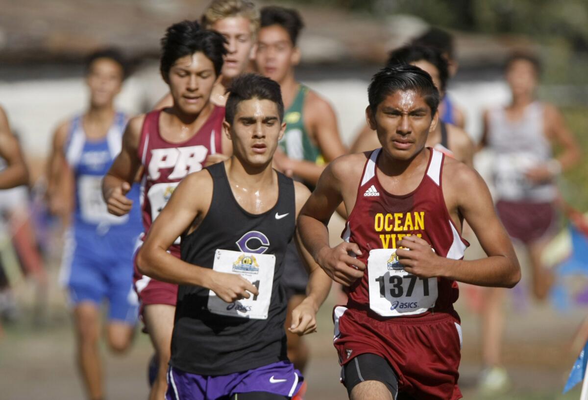 Ocean View High School's Edwin Montes, #1371, ran 15:22.0 in the Boys Division 3, CIF Southern Section Championships Cross Country Finals at Riverside City Cross Country Course in Riverside on Saturday.