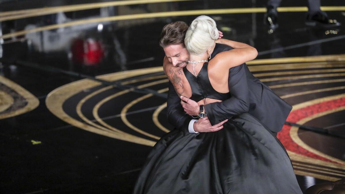 Gaga and Cooper embrace after their duet.