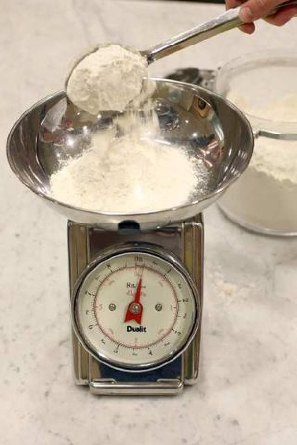 Measure flour using a scale for more accuracy.