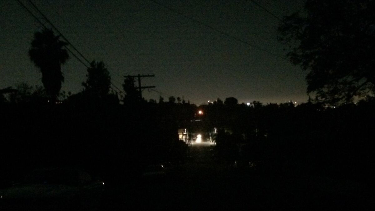 Effie Street and Lucile Avenue in Silver Lake during the power outage.