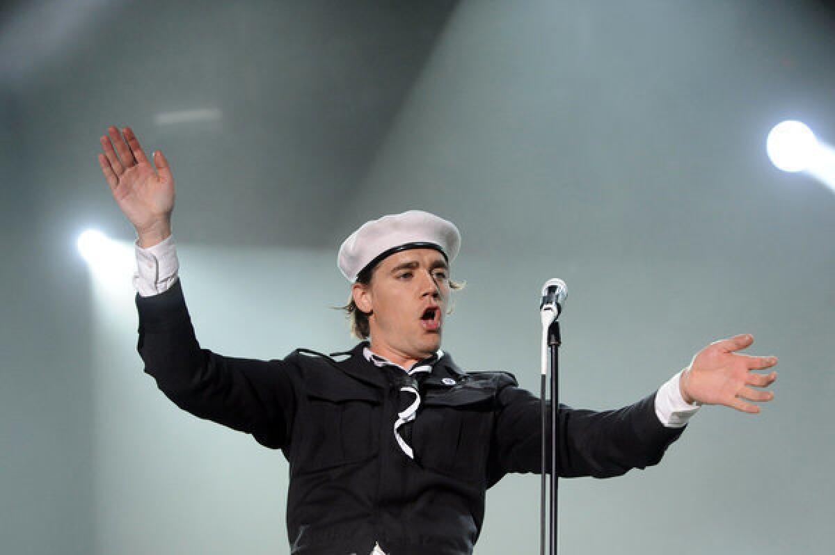 Pelle Almqvist, lead singer of the Hives, during a July 3, 2010, performance at the Eurockeennes Music Festival in Belfort, eastern France.