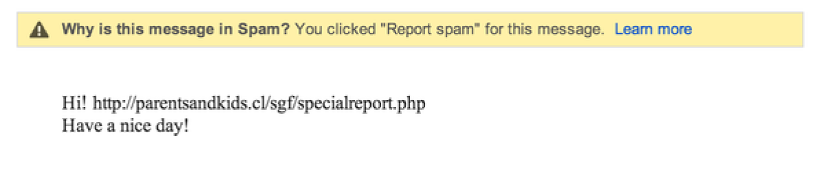 A screenshot of a spam email message sent from a spoofed AOL account.