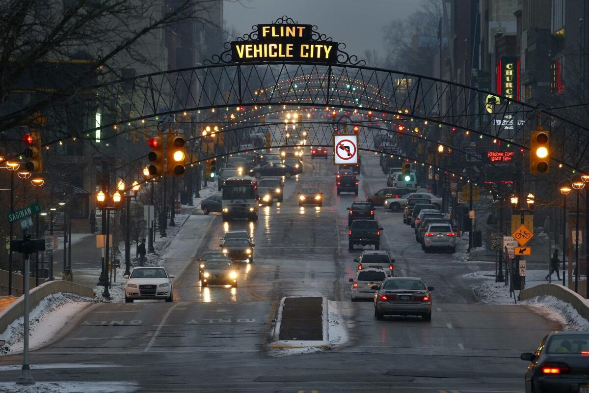 Rush hour in downtown Flint, Mich.