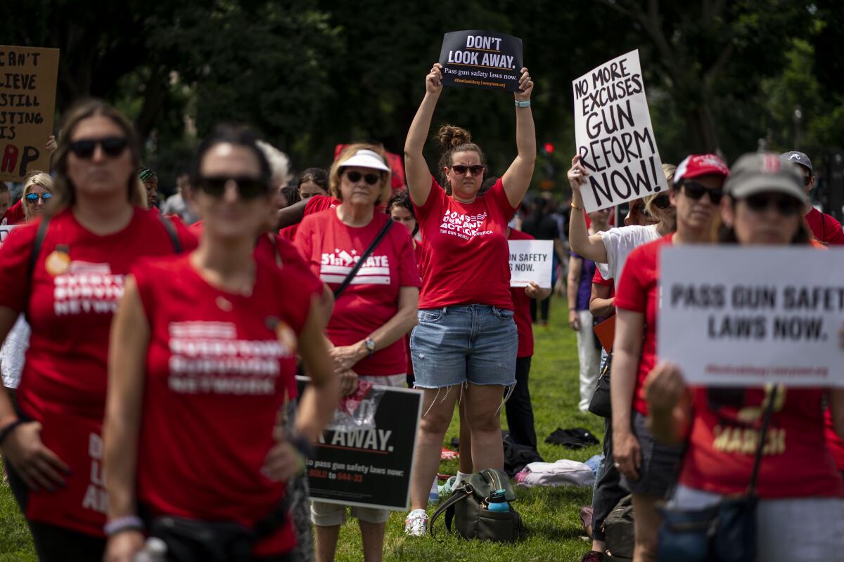 People attend a Moms Demand Action Gun Violence Rally on Capitol Hill on Wednesday.