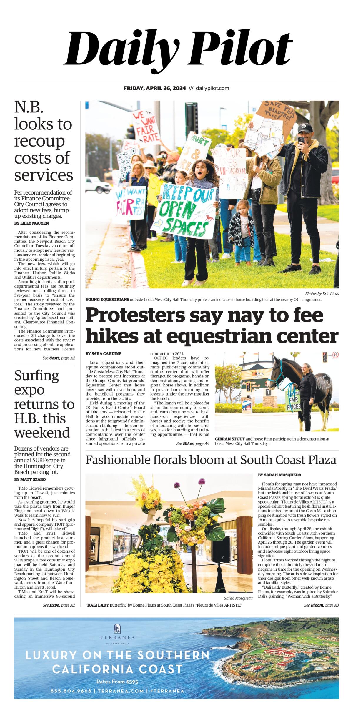 Front page of the Daily Pilot e-newspaper for Friday, April 26, 2024.
