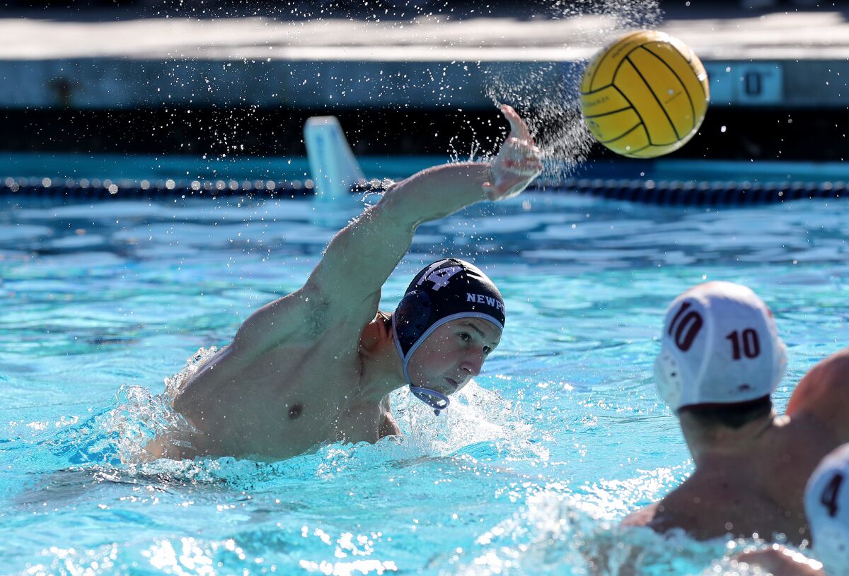 Newport Harbor's Gavin Appeldorn shoots against JSerra during the CIF Southern California Regional Division I title match.