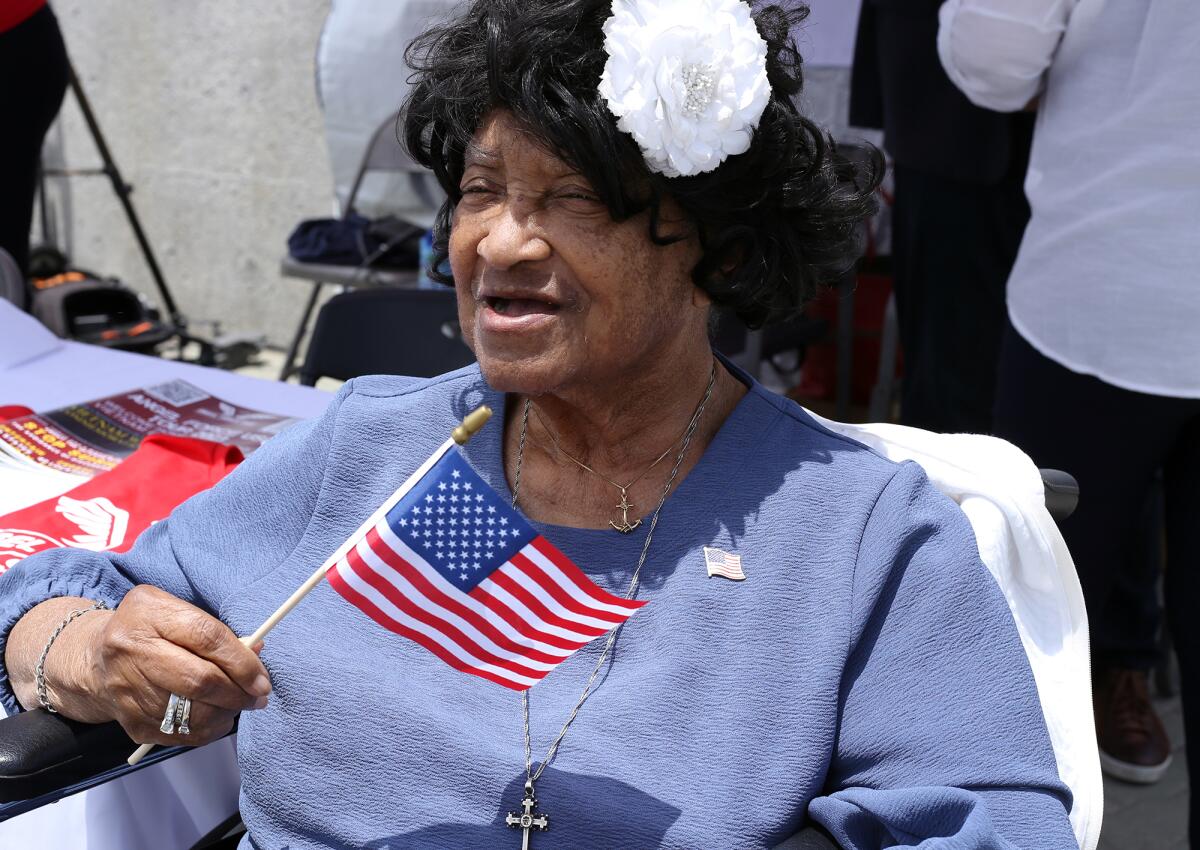 U.S. Navy veteran Emily Sanford was the guest of honor for the Surf City Salute to Veterans at Pier Plaza.