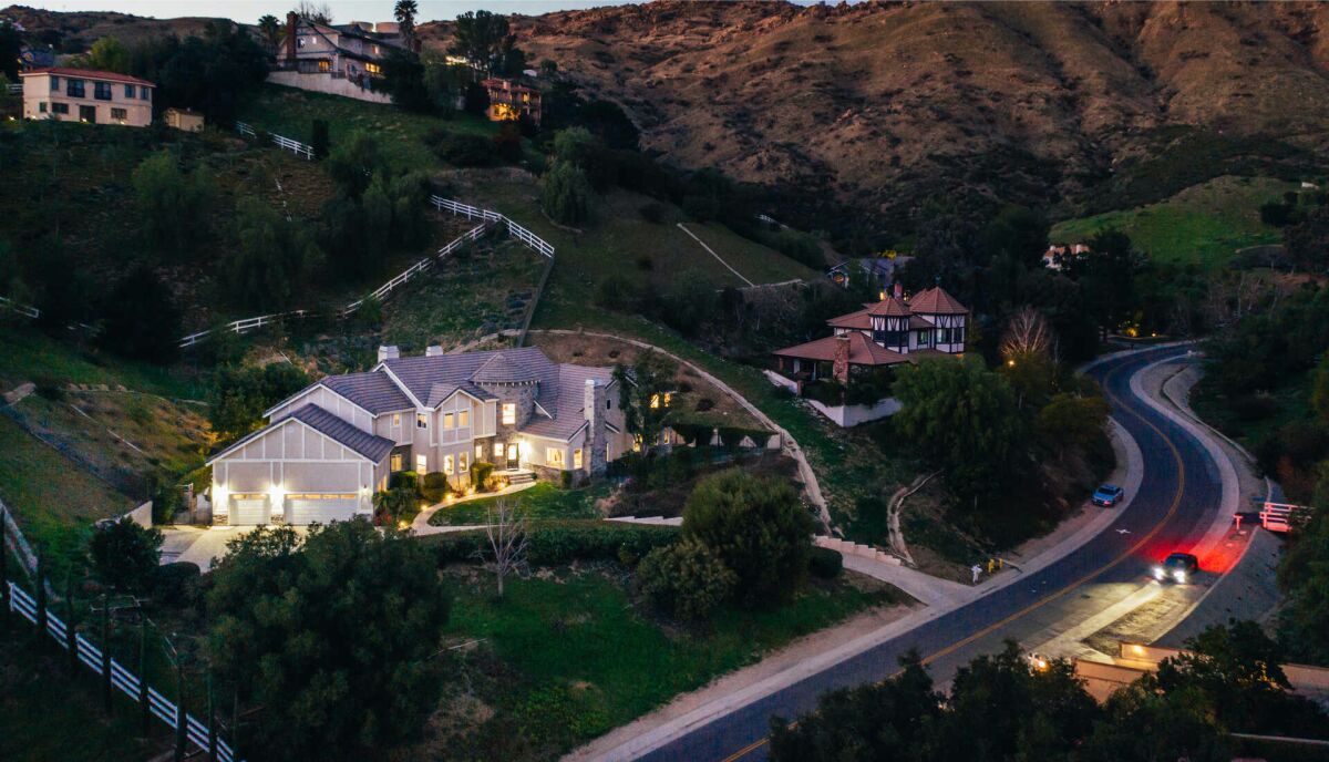 Aerial view of large house