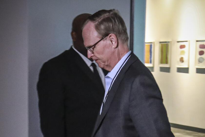 John Mara, owner of the New York Giants of the National Football League (NFL), arrive for a meeting with NFL owners to discuss a proposed labor agreement, Thursday Feb. 20, 2020, in New York. (AP Photo/Bebeto Matthews)