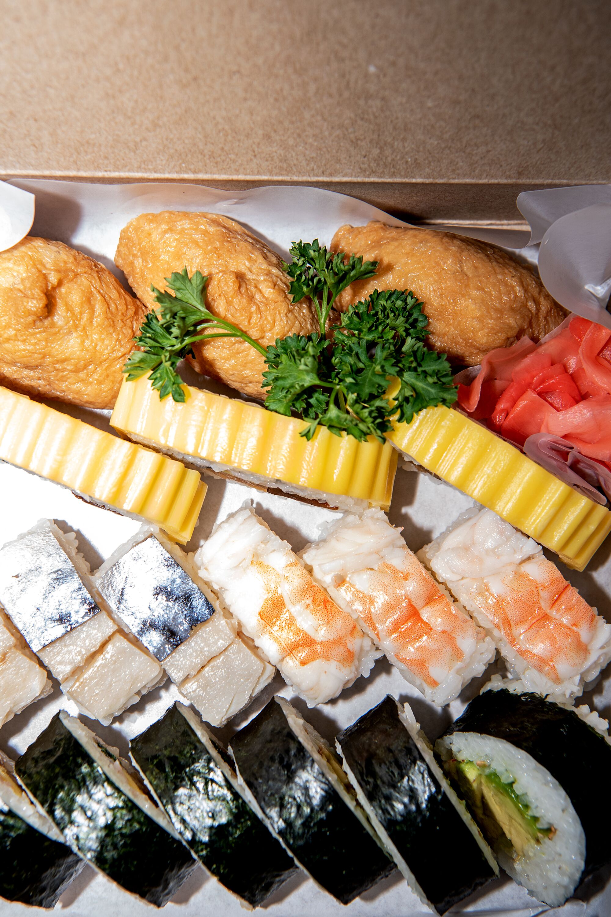 An assortment of sushi offered at Sakae Sushi.