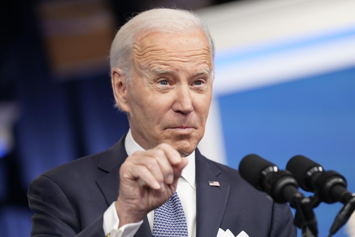 President Joe Biden responds a reporter's question at the White House Campus on Thursday.