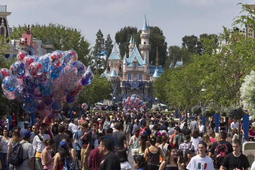 A large Disneyland crowd in June 2015 during the Anaheim park's 60th Anniversary Diamond Jubilee.